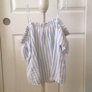 Blue and White Stripped off the shoulder top
